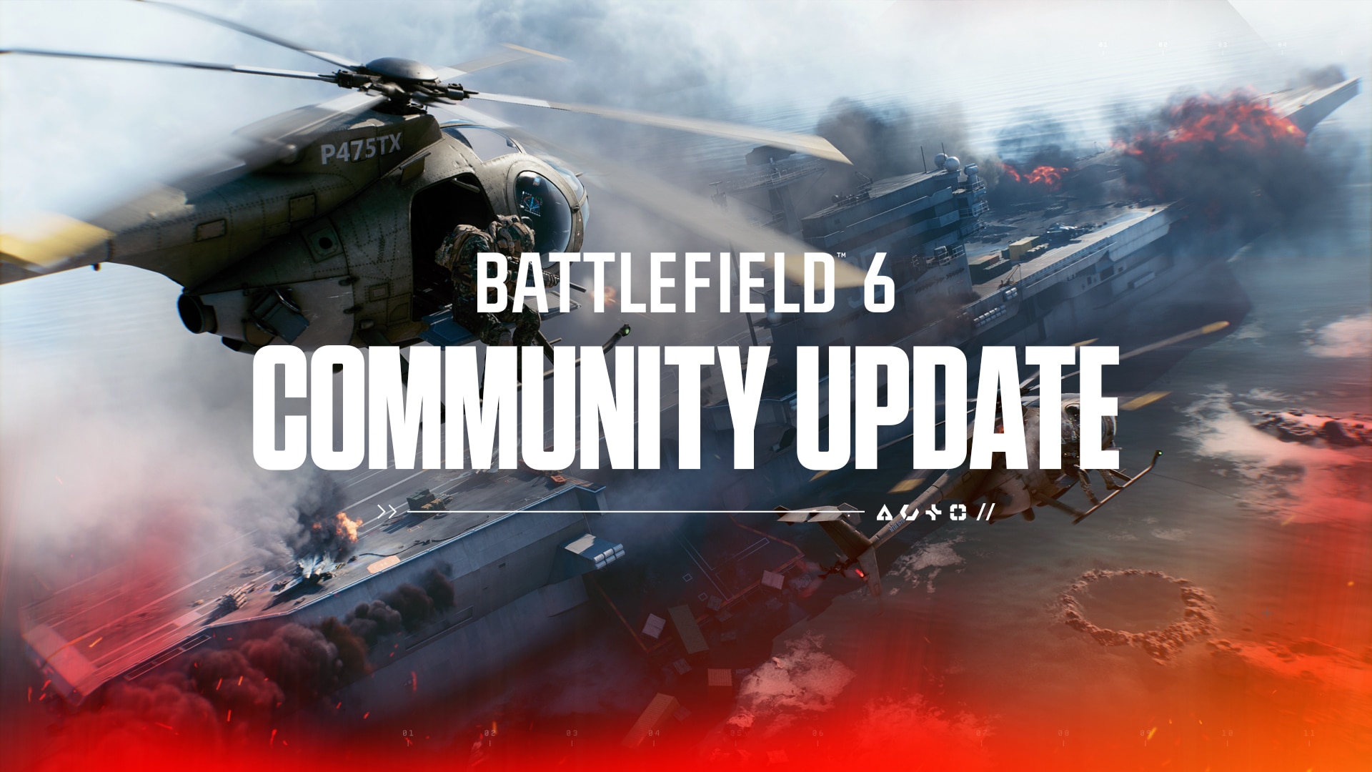 Battlefield 6 community update artwork with a helicopter and explosions