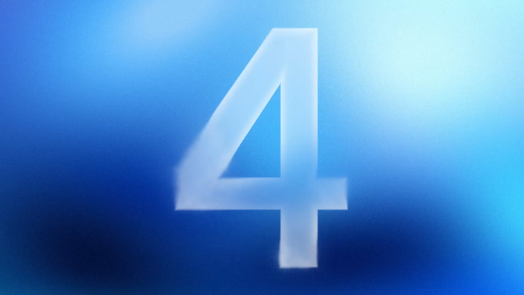 Gemini 4 Argon launch graphic with a large glowing number 4 on a blue gradient